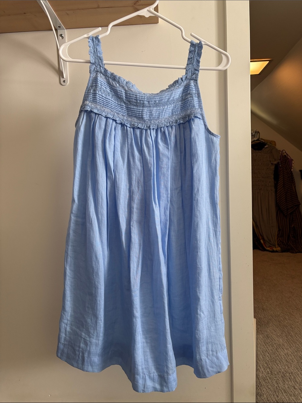 NWOT Doen Light Blue Smocked Mini Dress